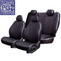 Чехлы Премиум Экокожа Байрон Ромб на Peugeot 408 2012-2021 г.в.