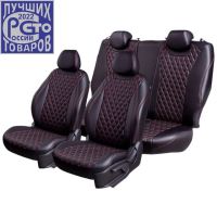 Чехлы Премиум Экокожа Байрон Ромб на Peugeot 408 2012-2021 г.в.